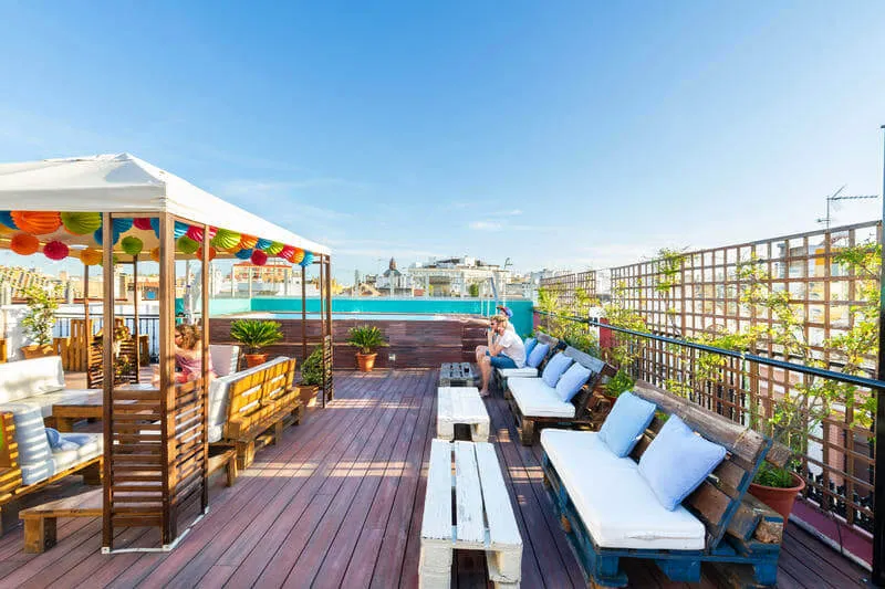 Best Hostels in Spain - Oasis Backpackers Palace Rooftop Terrace