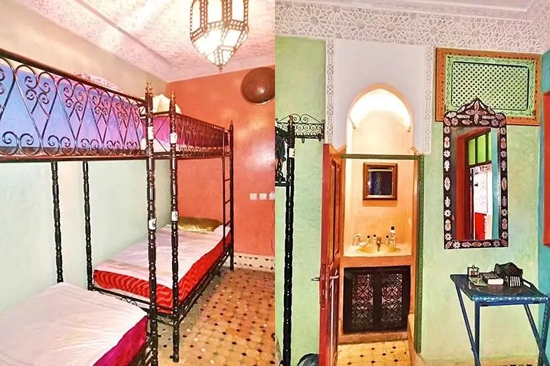 Best Hostels in Marrakech - Riad Jennah Rouge Dorm Room