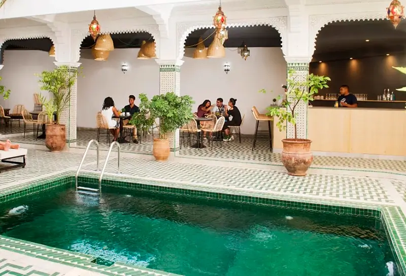 Best Hostels in Marrakech - The Central House Marrakech Medina Pool Area