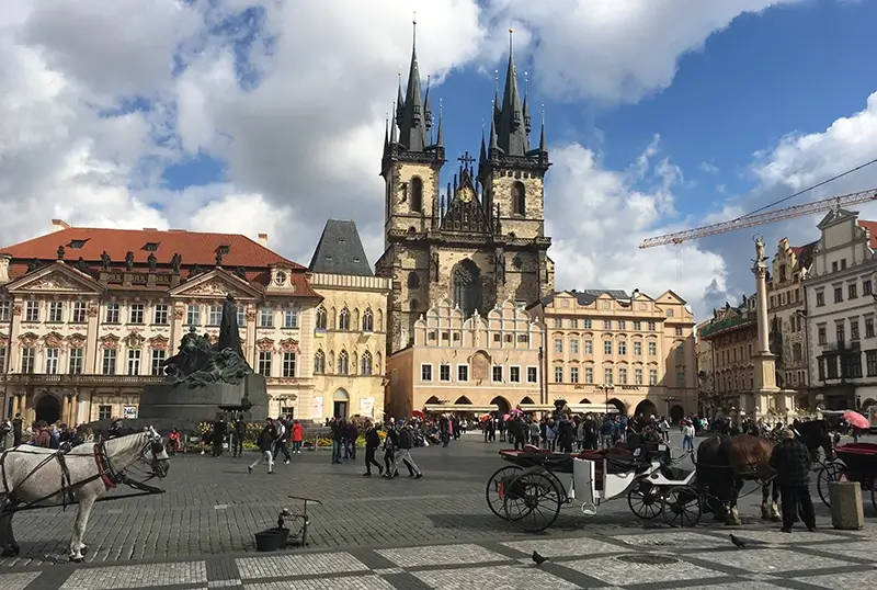 Best Neighbourhoods in Prague | Old Town Square Prague with Tyn Church in the background